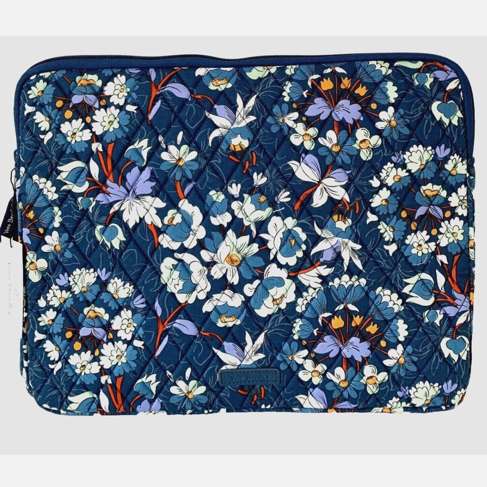 NWT Vera Bradley Floral Bursts Quilted Cotton Laptop Case Sleeve Zipper Padded